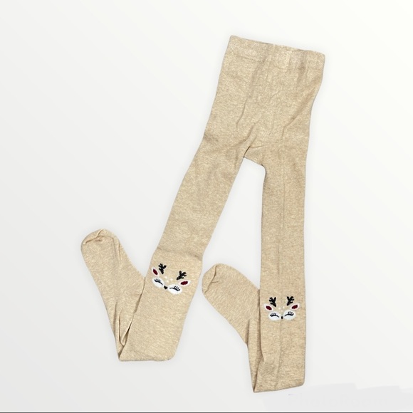 Girls Reindeer Tan Stockings - Picture 1 of 3
